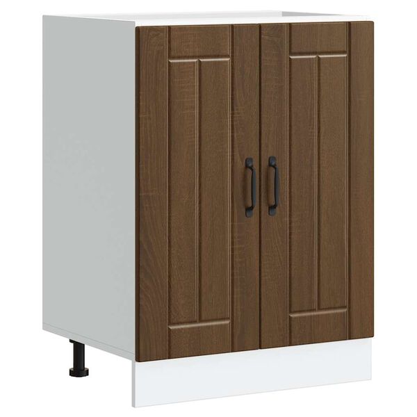 vidaXL Meuble de base de lavabo Lucca ch&ecirc;ne marron bois d'ing&eacute;nierie