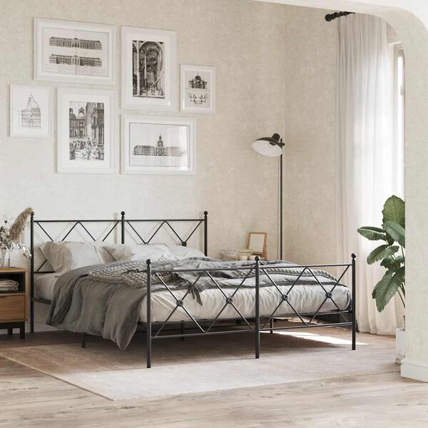 vidaXL T&ecirc;te de lit de remplacement m&eacute;tal noir 160 cm