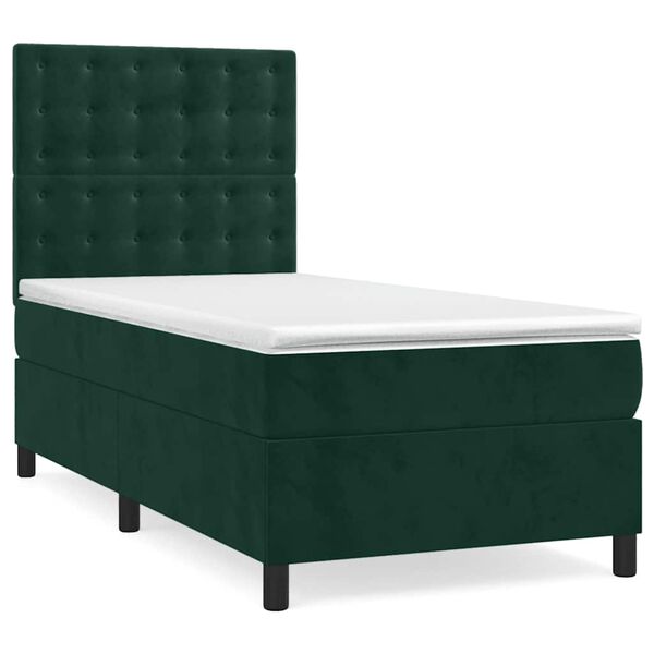 vidaXL Sommier &agrave; lattes de lit avec matelas Vert fonc&eacute; 90x190 cm
