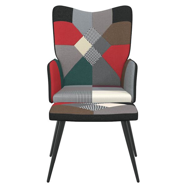 vidaXL Chaise de relaxation avec tabouret Patchwork Tissu