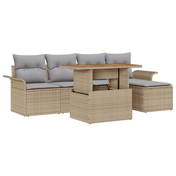 vidaXL Ensemble de canap&eacute; de jardin 6 pcs beige et gris clair