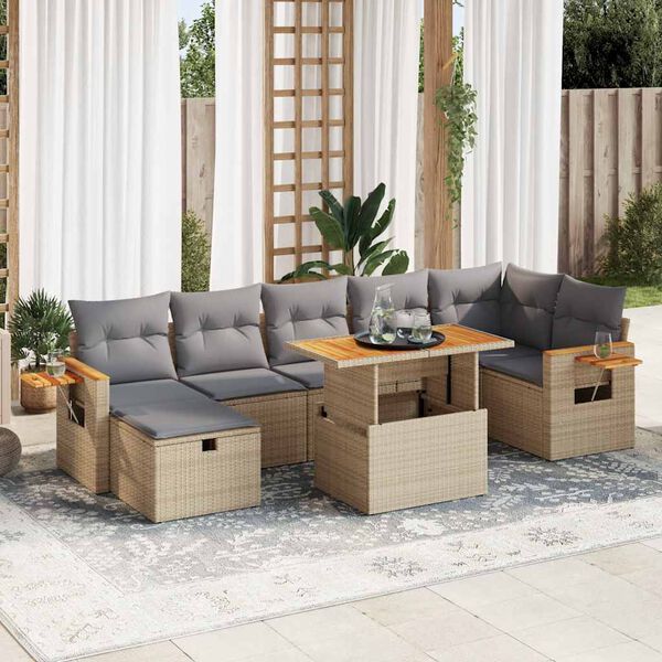 vidaXL Salon de jardin avec coussins 5 pcs beige r&eacute;sine tress&eacute;e