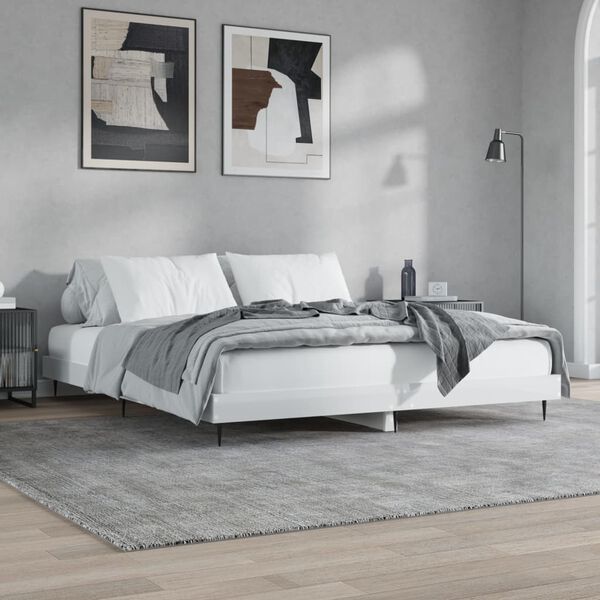 vidaXL Cadre de lit sans matelas blanc brillant 150x200 cm