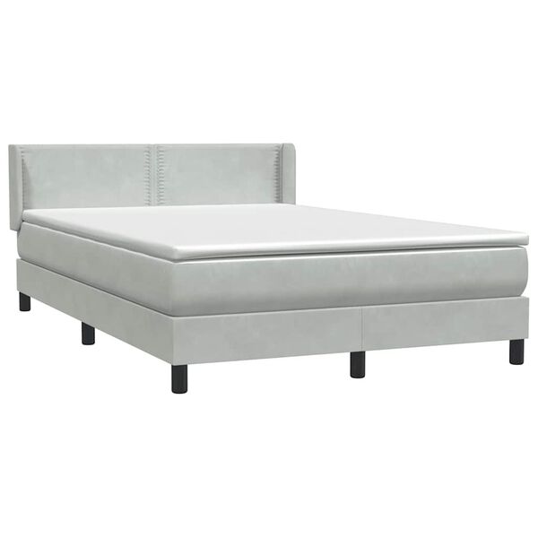 vidaXL Sommier &agrave; lattes de lit et matelas gris clair 140x210cm velours