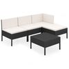 vidaXL Salon de jardin 5 pcs avec coussins r&eacute;sine tress&eacute;e noir