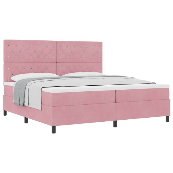 vidaXL Lit &agrave; ressorts avec matelas Rose 200 x 200 cm Velours