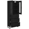 vidaXL Haut Armoire 2 pcs Ch&ecirc;ne noir Bois Agglom&eacute;r&eacute; et Verre