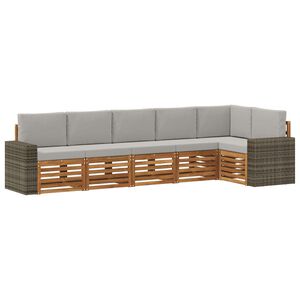 vidaXL Ensemble de canap&eacute;s d'ext&eacute;rieur 6 pc Naturel et gris clair