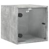 vidaXL Table de chevet avec porte en verre gris b&eacute;ton 35x37x35 cm