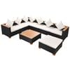 vidaXL Salon de jardin 8 pcs avec coussins r&eacute;sine tress&eacute;e noir