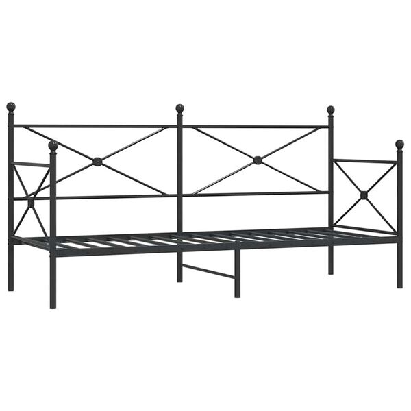 vidaXL Lit de repos sans matelas noir 90x200 cm acier