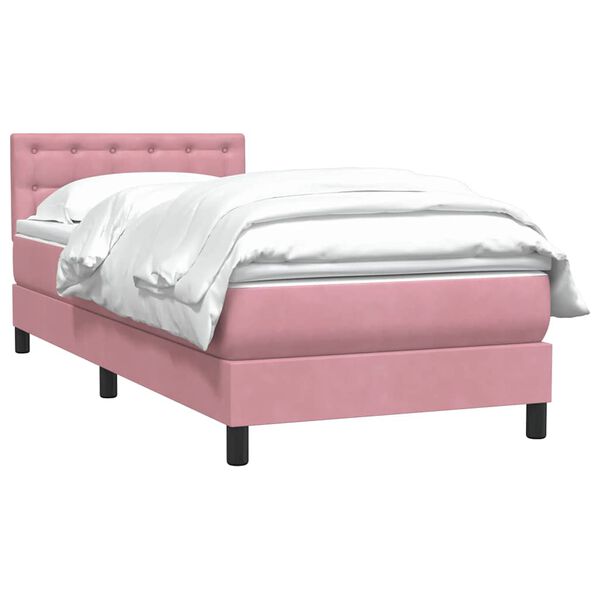 vidaXL Sommier &agrave; lattes de lit avec matelas rose 90x220 cm velours