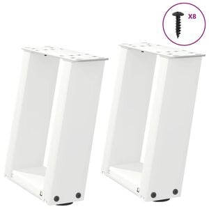 vidaXL Pieds de table basse en U 2 pi&egrave;ces Blanc 30 x (30-31) cm Acier