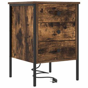 vidaXL Cabinet de chevet Ch&ecirc;ne fum&eacute; 42 x 41 x 61 cm Bois d'ing&eacute;nierie