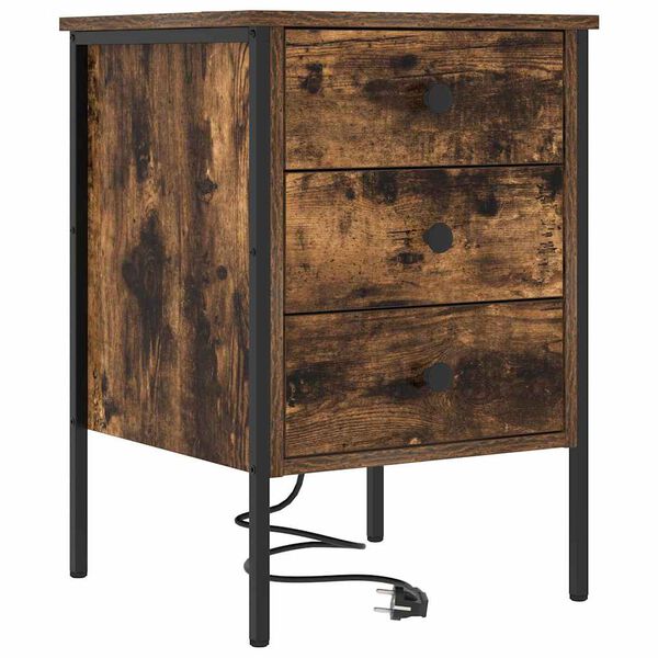 vidaXL Cabinet de chevet Ch&ecirc;ne fum&eacute; 42 x 41 x 61 cm Bois d'ing&eacute;nierie