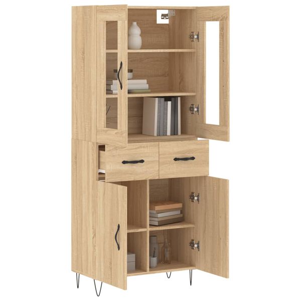 vidaXL Buffet haut Ch&ecirc;ne sonoma 69,5x34x180 cm Bois d'ing&eacute;nierie