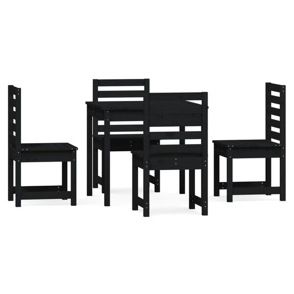 vidaXL Ensemble &agrave; manger de jardin 5 pcs noir bois massif de pin