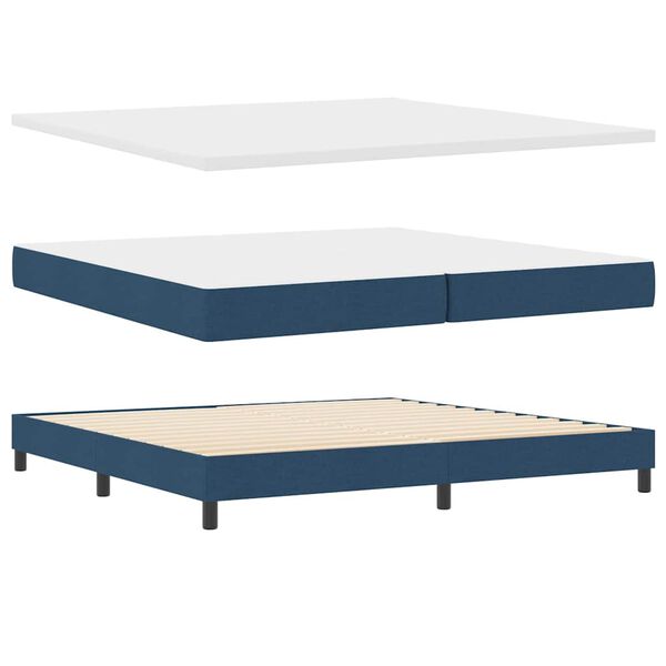 vidaXL Lit &agrave; ressorts avec matelas Bleu 200 x 200 cm Polyester