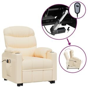 vidaXL Fauteuil de massage Cr&egrave;me Tissu