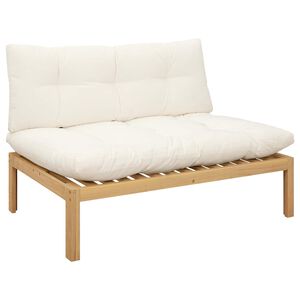 vidaXL Unit&eacute; de canap&eacute; du milieu Acacia Clair et Blanc Cr&egrave;me