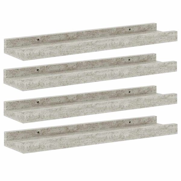 vidaXL &Eacute;tag&egrave;res murales 4 pcs Gris b&eacute;ton 40x9x3 cm