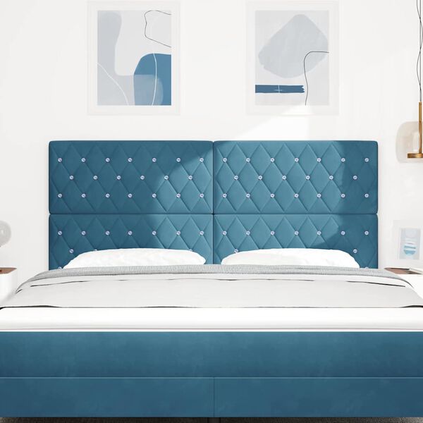 vidaXL T&ecirc;te de lit Bleu fonc&eacute; 180 cm Velours