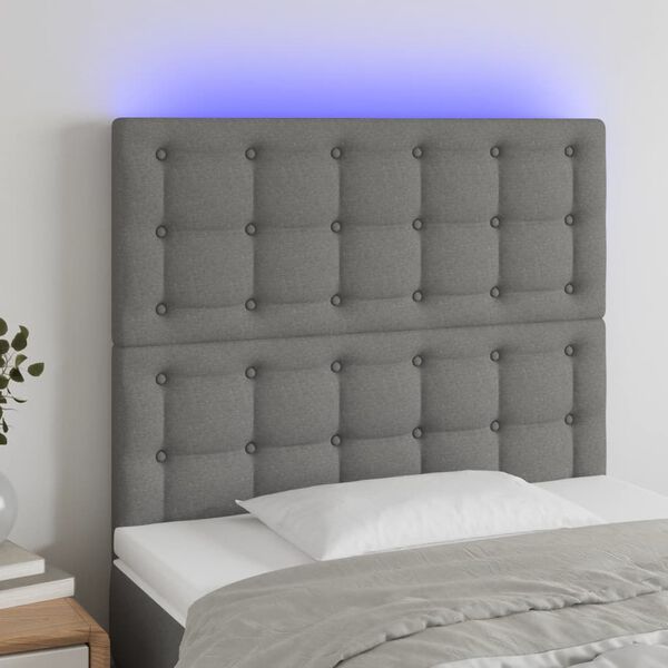 vidaXL T&ecirc;te de lit &agrave; LED Gris fonc&eacute; 100x5x118/128 cm Tissu