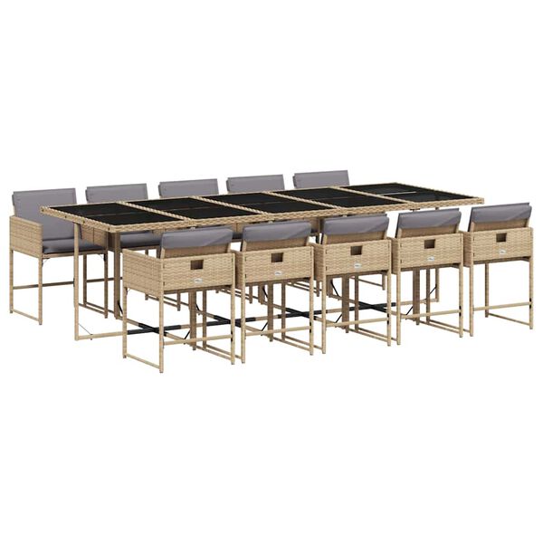 vidaXL Ensemble &agrave; manger de jardin et coussins 11 pcs m&eacute;lange beige