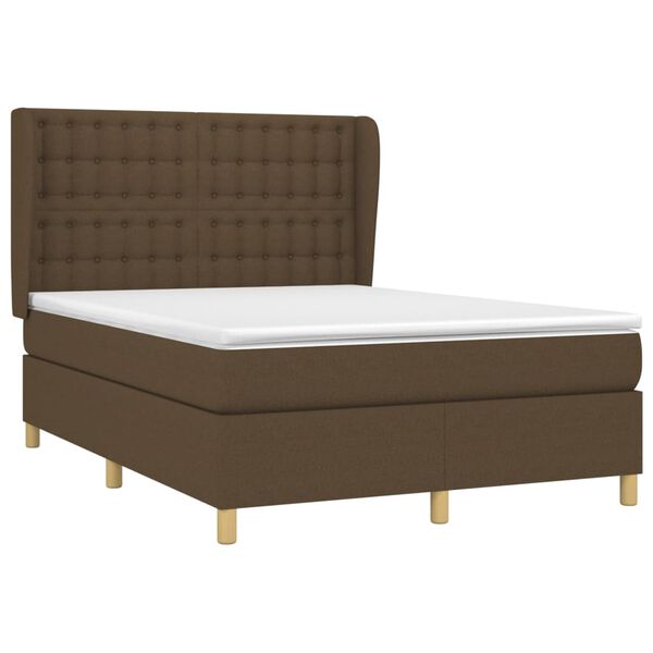 vidaXL Sommier &agrave; lattes de lit avec matelas Marron fonc&eacute; 140x200 cm