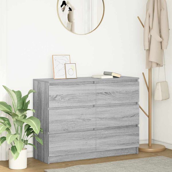 vidaXL Buffet sonoma gris 100x35x76 cm bois d'ing&eacute;nierie