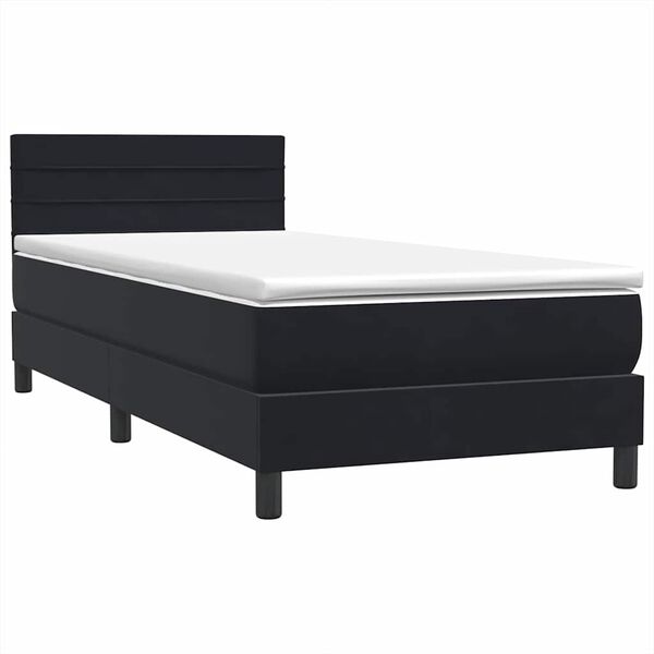 vidaXL Sommier &agrave; lattes de lit avec matelas noir 90x210 cm velours
