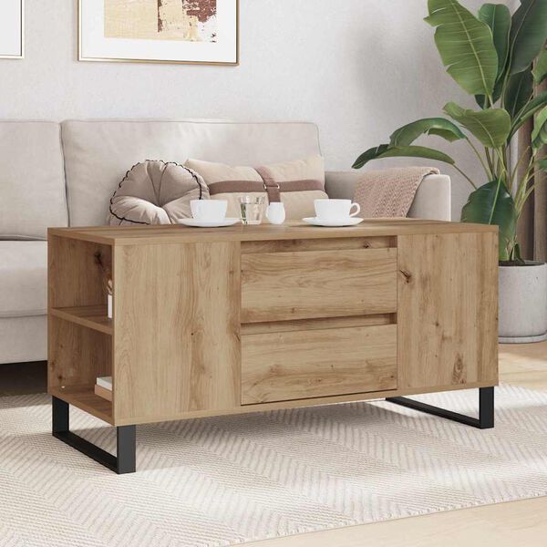 vidaXL Table basse Ch&ecirc;ne artisanal 102 x 44,5 x 50 cm