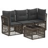 vidaXL Ensemble de canap&eacute; de jardin 4 pc Gris polyrotin