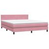 vidaXL Sommier &agrave; lattes de lit avec matelas et LED rose 180x210 cm velours