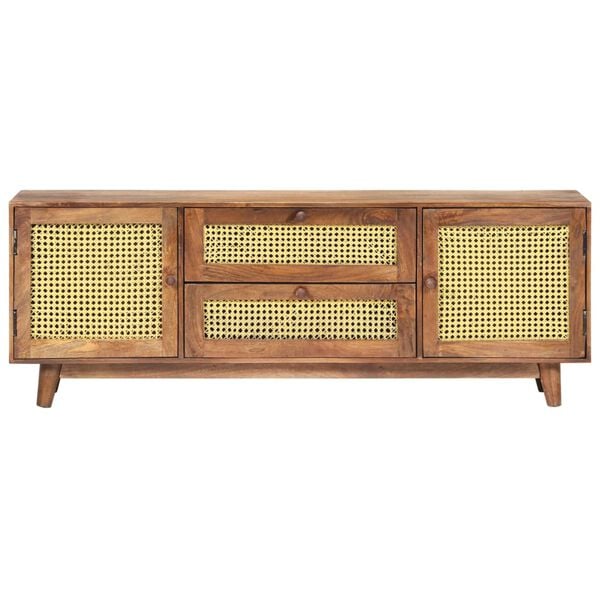 vidaXL Meuble TV 124x29x45 cm Bois massif de manguier