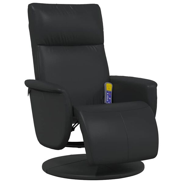 vidaXL Fauteuil inclinable de massage repose-pieds noir similicuir