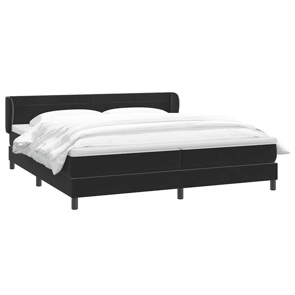 vidaXL Sommier &agrave; lattes de lit avec matelas noir 180x220 cm velours