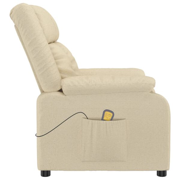 vidaXL Fauteuil de massage Crème Tissu
