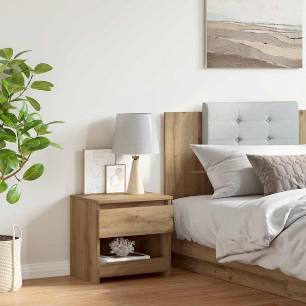 vidaXL Table de chevet ch&ecirc;ne artisanal 40x30x39 cm bois d'ing&eacute;nierie