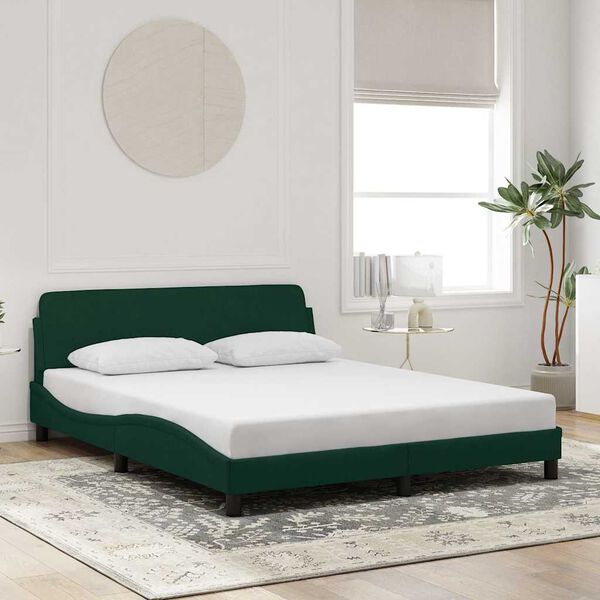 vidaXL Cadre de lit Dover vert fonc&eacute; 160x200 cm velours