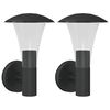 vidaXL Appliques murales d'ext&eacute;rieur 2 pcs noir acier inoxydable