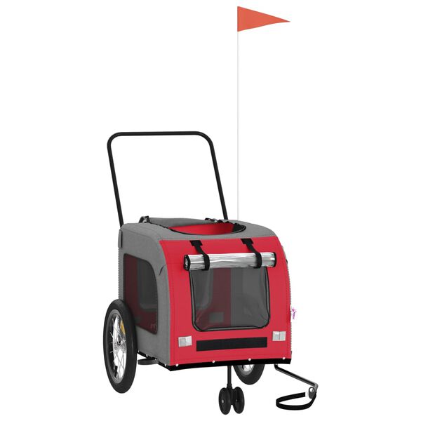 vidaXL Remorque de v&eacute;lo pour animaux de compagnie rouge et gris