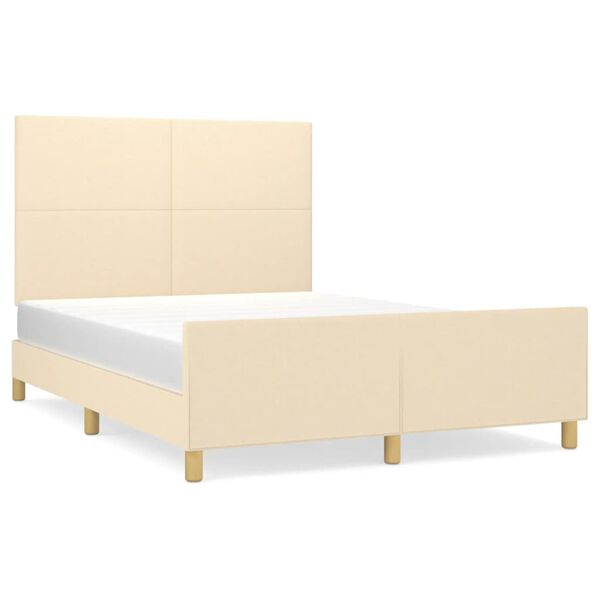 vidaXL Cadre de lit sans matelas cr&egrave;me 140x190 cm tissu