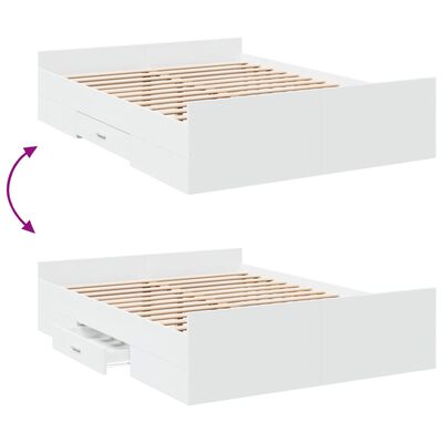 vidaXL Cadre de lit à tiroirs blanc 120x190 cm bois d'ingénierie