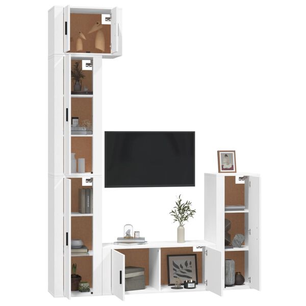 vidaXL Ensemble de meubles TV 5 pcs Blanc Bois d'ing&eacute;nierie
