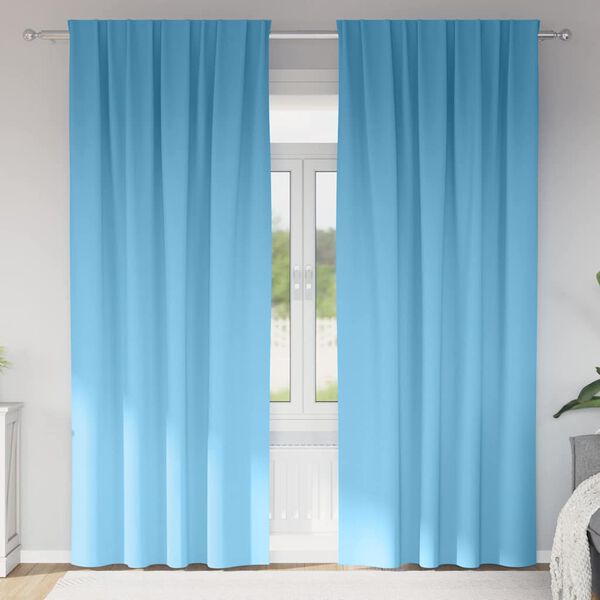 vidaXL Rideaux occultants avec anneaux 2 pcs Bleu clair 225 x 140 cm