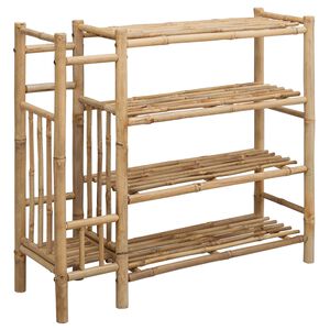 vidaXL Rack &agrave; chaussures avec &eacute;tag&egrave;re Naturel 88 x 27 x 80 cm Bambou