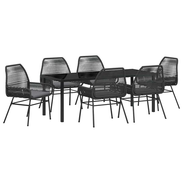 vidaXL Ensemble de salle &agrave; manger pour jardin 7 pcs Noir polyrotin