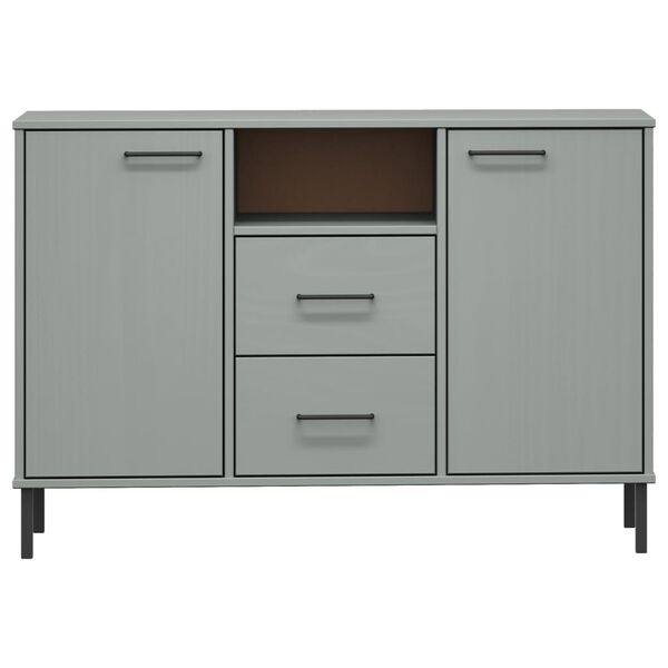 vidaXL Buffet avec pieds en métal Gris 113x40x77 cm Bois massif OSLO
