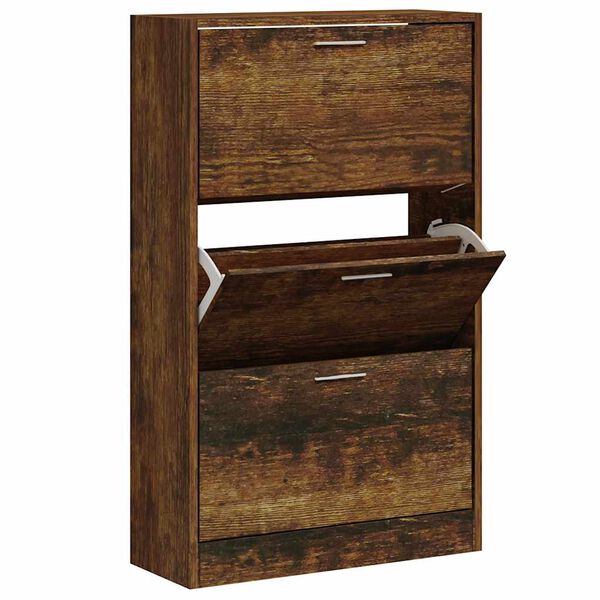 vidaXL Armoire &agrave; chaussures Ch&ecirc;ne fum&eacute; 63x24x103 cm Bois d'ing&eacute;nierie